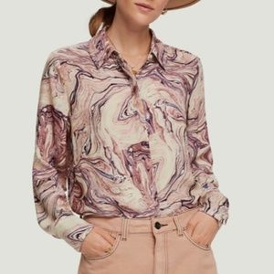 Scotch & Soda STARWATCHER Purple Marble Button Top